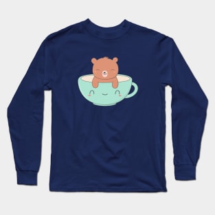 Kawaii Brown Bear Coffee T-Shirt Long Sleeve T-Shirt